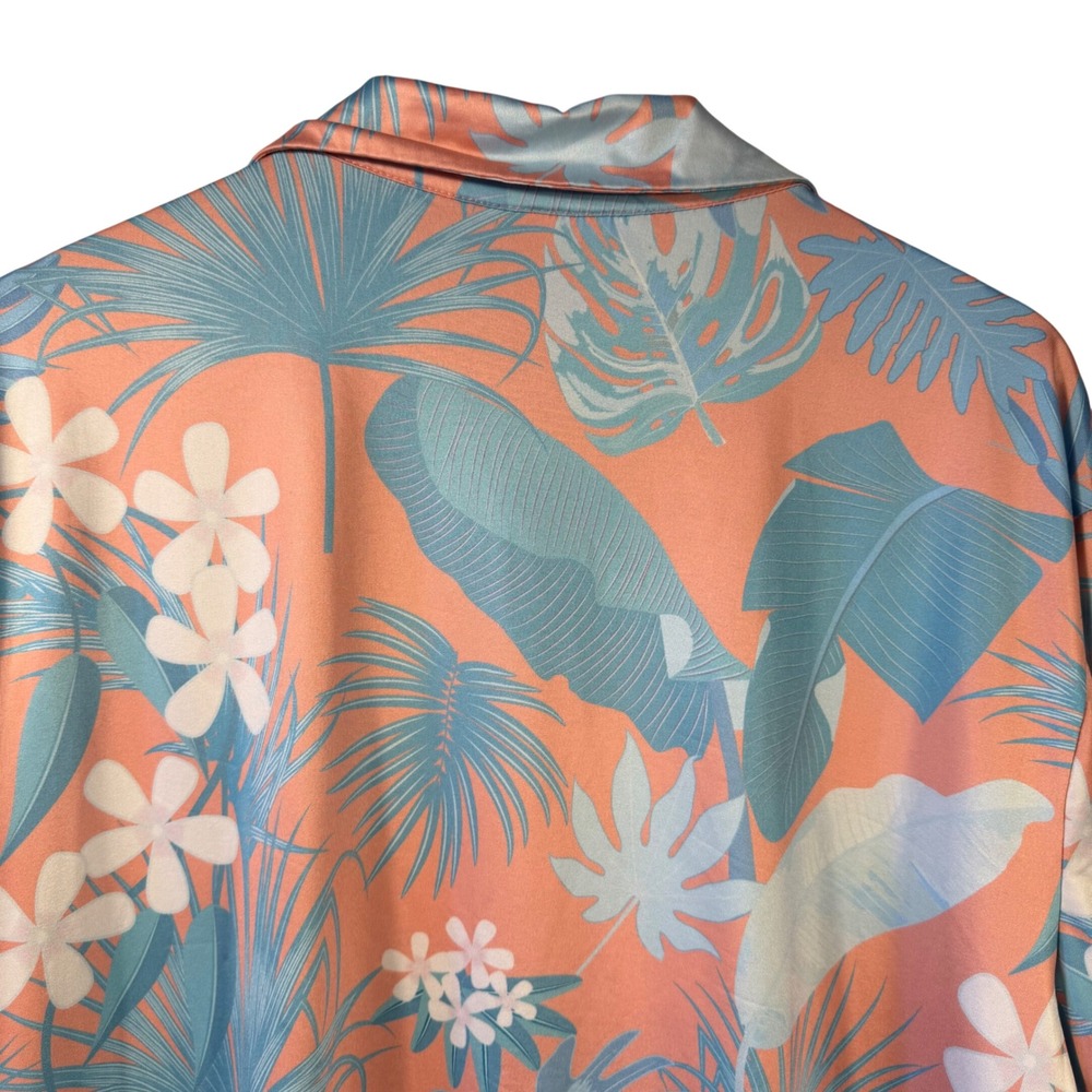 Bad Birdie Polo Shirt‎ XL Tropical Floral Golf Coral Blue Performance Stretch - Picture 7 of 11